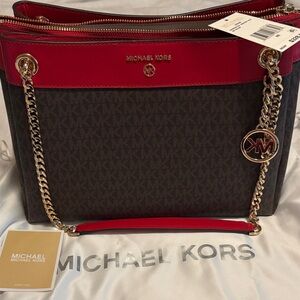 New Michael Kors Black and Red Shoulder Bag